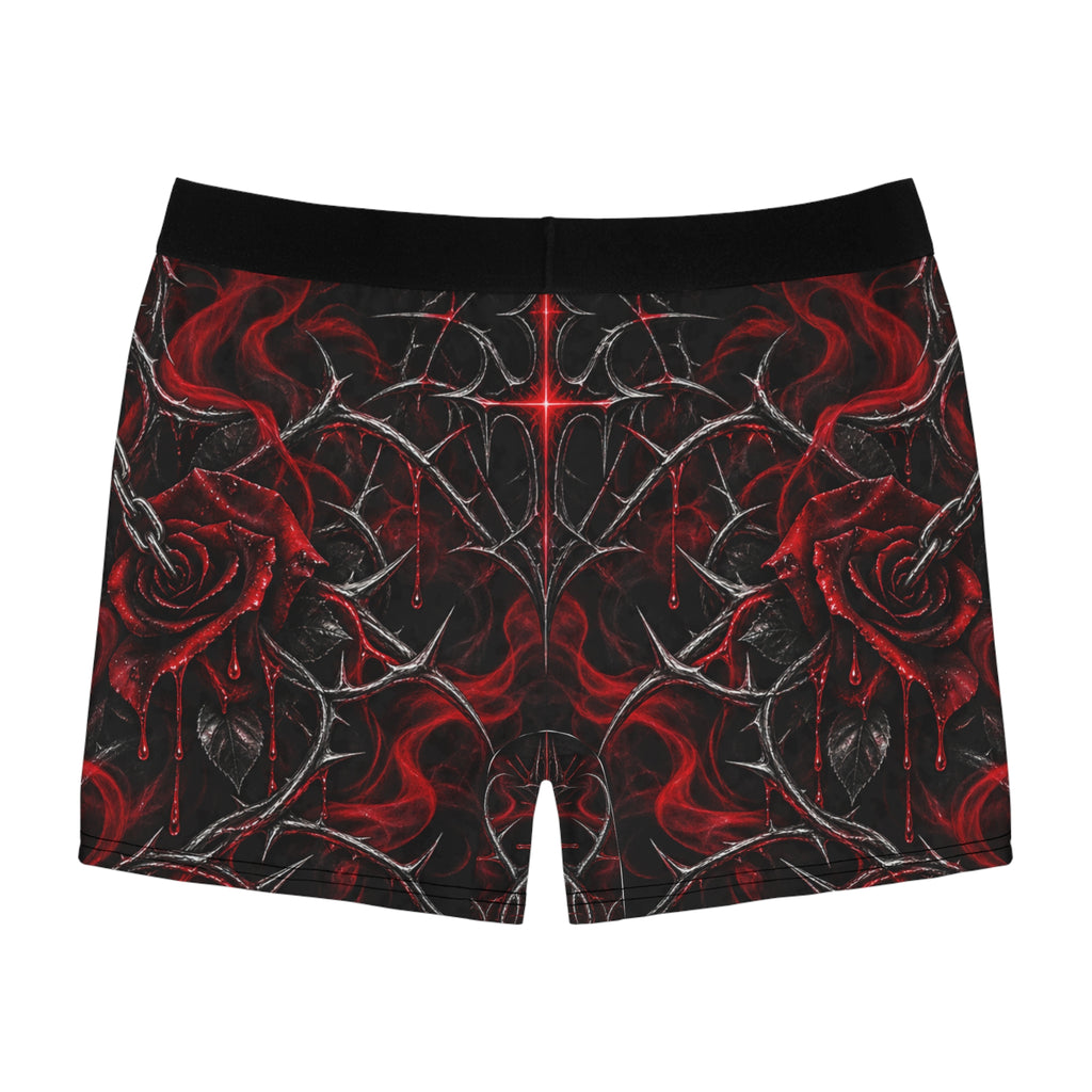 Black & Red Gothic Rose Boxer Briefs — Men's All-Over-Print Underwear