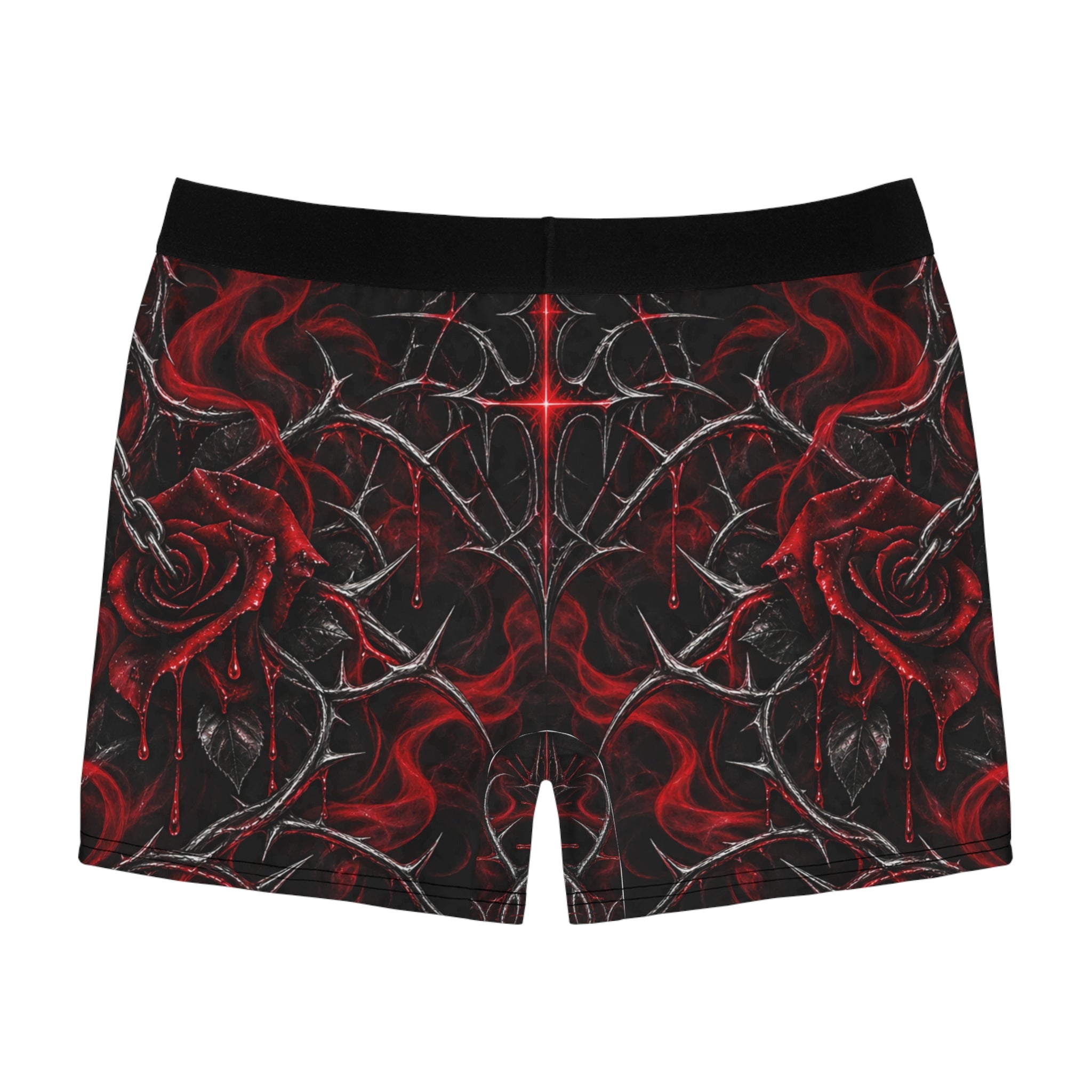 Black & Red Gothic Rose Boxer Briefs — Men's All-Over-Print Underwear