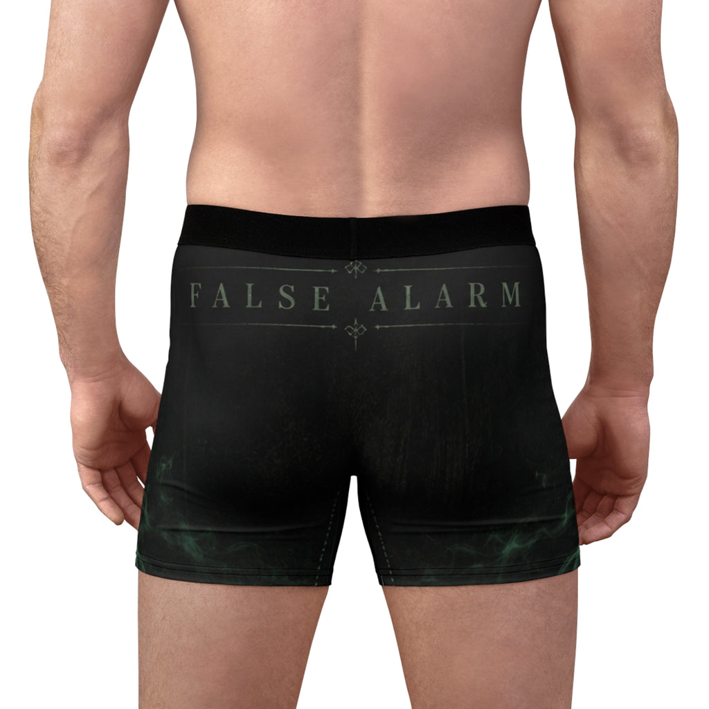 Men's Boxer Briefs – 'False Alarm' Dark Green Smoke Pattern