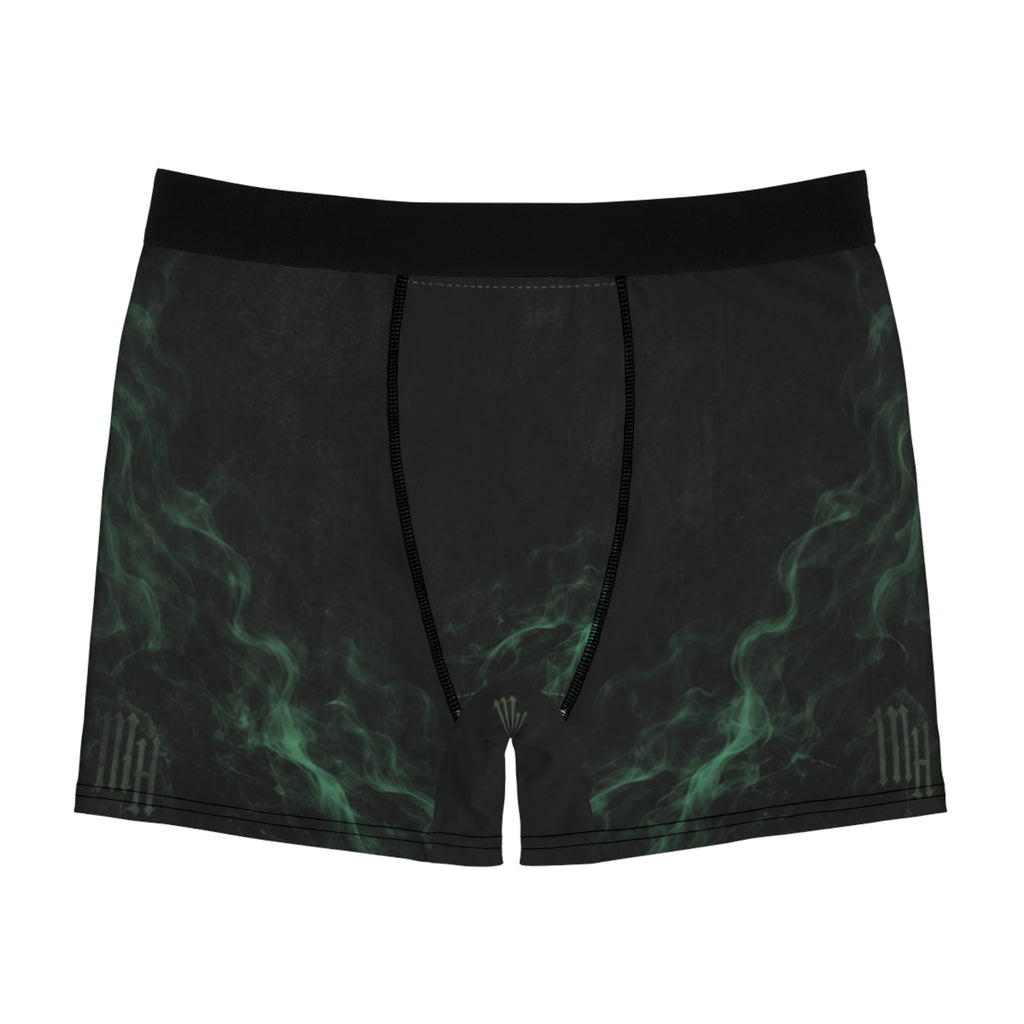 Men's Boxer Briefs – 'False Alarm' Dark Green Smoke Pattern