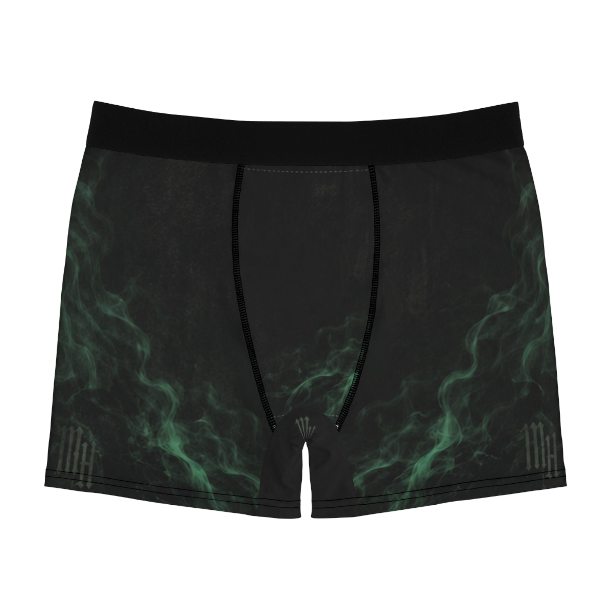 Men's Boxer Briefs – 'False Alarm' Dark Green Smoke Pattern