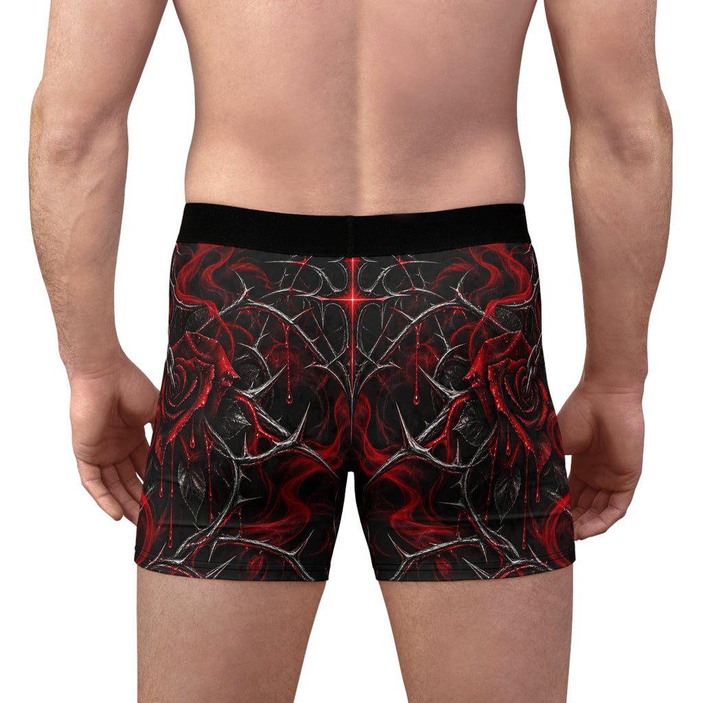 Black & Red Gothic Rose Boxer Briefs — Men's All-Over-Print Underwear